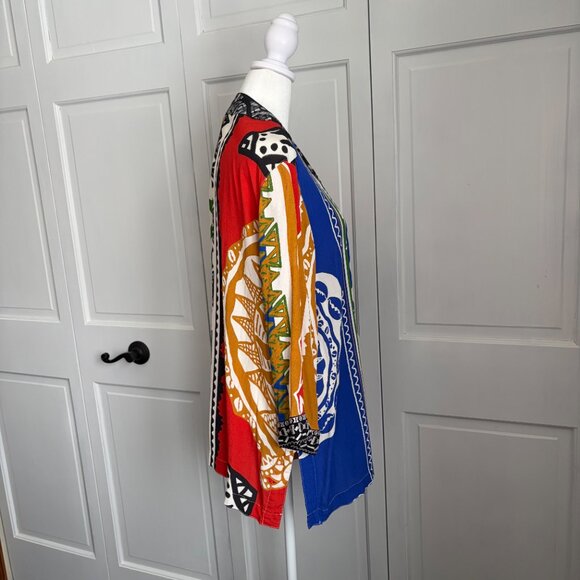John Mark Size L Bohemian Abstract Print Open Front Cardigan Bold and Vibrant - Picture 3 of 10